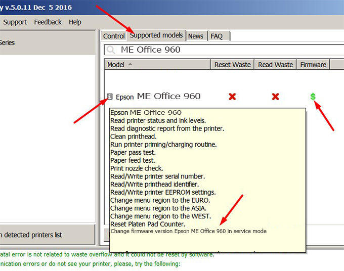 Key Firmware Epson ME Office 960 Step 1